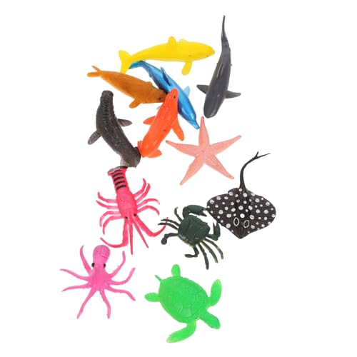 Yardwe 12Stücke Realistische Meerestierfiguren für Aquarium Ornamente Lebensechte Simulation von Walen Haien und Schildkröten Lernspielzeug für Meeresliebhaber von Yardwe