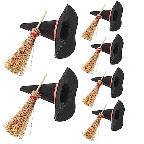 Yardwe 12Stücke Teiliges Mini Hexenhüte Und Besen Für Halloween Dekoration Für Puppenhäuser DIY Projekte Und Kostümpartys Hochwertige Filzmaterialien von Yardwe
