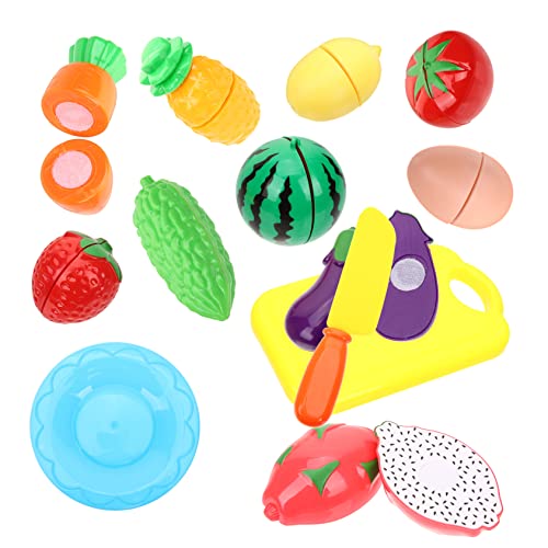 Yardwe 13 Stück Teiliges Küchenspielzeug Set mit Schneidspielzeug Obst und Gemüse Pädagogisches für Rollenspiele für Jungen und Mädchen von Yardwe