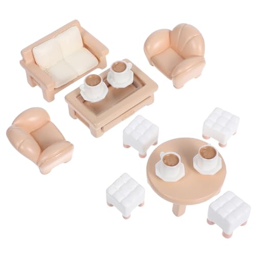 Yardwe 13 Stück Teiliges Miniatur Möbelset für Puppenhäuser Realistisches Sofa Couchtisch und Runder Tisch für Kreative Dekoration Kinderzimmern und Wohnzimmern von Yardwe