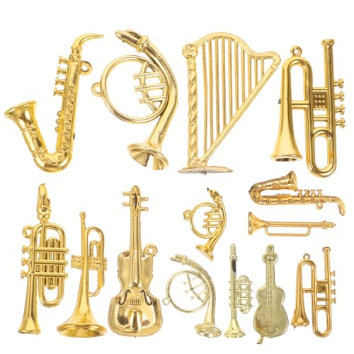 Yardwe 14 Stück Miniatur Instrumente Set Teiliges Weihnachtsbaum Dekorationsset für DIY Handwerk Musik Themen Weihnachtsbaumschmuck Leicht und Platzsparend von Yardwe