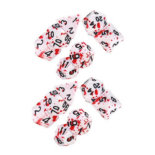 Yardwe 14 Stück Teiliges Halloween Acryl Würfel Set Blutbespritzte Tischwürfel für Party Zubehör Brettspiel Accessoire für Rollenspiele und Feiern von Yardwe