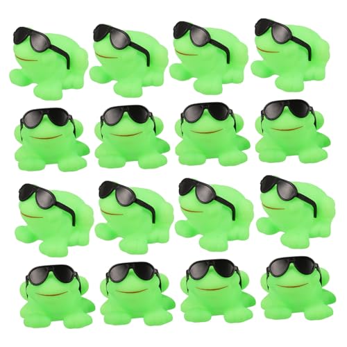 Yardwe 16 Stück Sonnenbrillenfrosch badewanne Frosch Wasserspielzeug schwimmspielzeug Badespielzeug aus Plastiktieren Plastikbadspielzeug Duschspielzeug Green von Yardwe
