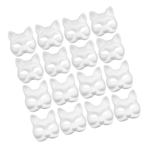Yardwe 16 Stück Teiliges Diy Bastelset Katzen und Fuchs Masken aus Papierpulp Unbemalte Halbe Gesichts Masken zum Bemalen Leichte Langlebige Kostüm und Partydekoration für Karneval und Yardwe 16 Stück Teiliges Diy Bastelset Katzen und Fuchs Masken aus Papierpulp Unbemalte Halbe Gesichts Masken zum Bemalen Leichte Langlebige Kostüm und Partydekoration für Karneval und von Yardwe