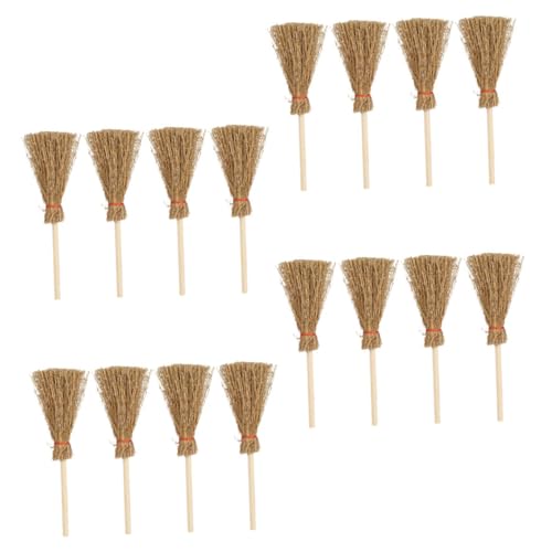 Yardwe 16 Stück Teiliges Mini Besen mit Seil Realistische Miniatur Reinigungsbürsten Dekorative Mini Hausbesen für Puppenhäuser und DIY Bastelprojekte Sicher und Kreativ von Yardwe
