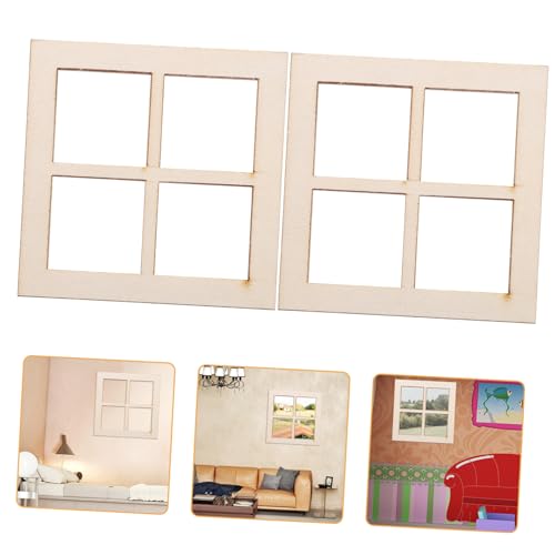 Yardwe 16Stücke Holzfenster Rahmen Für Puppenhaus Teiliges Aus Vier Fenster Im Natürlichen Farbton Für Kreative Miniaturmöbel Dekoration Realistische von Yardwe