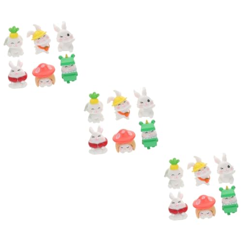 Yardwe 18 STK Mini-Kaninchen-Ornament Minihase Kaninchen-Cupcake-Topper tortendeko Einschulung Modelle Spielzeuge Hasenstatuen Mini-Kaninchen-Statuen-Dekor Esstisch Baby von Yardwe