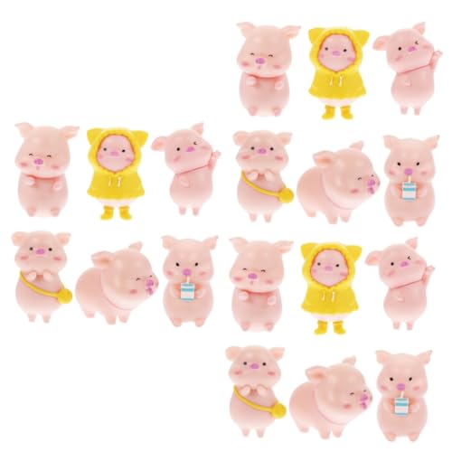 Yardwe 18 Stk Schweinchen Ornament Autos Kuchendekorationen Holz Umarmen Schweinfigur Schweinchen Handwerk Mini-zylinder Cupcake-topper Tiere Rosa Niedlich Bonsai Plastik von Yardwe