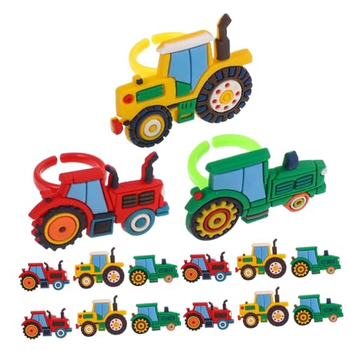 Yardwe 18stücke Kunststoff Spielzeugringe in Bauernhof-lkw-form Partygeschenke Für Mädchen Diy-bastelringe Kinderschmuck Für Erntesaison-feiern von Yardwe
