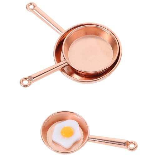 Yardwe 1Satz Bratpfanne Für Puppenhaus Kochgeschirr Roségold Pfannen Omelett Für Küchendekor Und Spielzeugküche von Yardwe