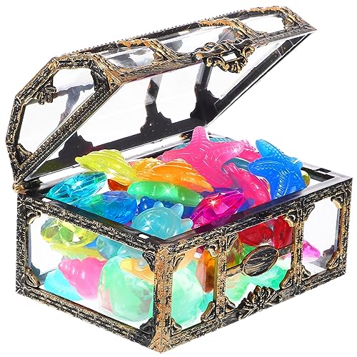 Yardwe 1 Set Piraten-Schatztruhe Spielzeug-Pool-Dekorationen Für Diamanten Große Schatztruhe Mit Edelsteinen Bunte Tauch-Edelsteine Bunte Edelsteine Pool-Tauch-Edelsteine von Yardwe