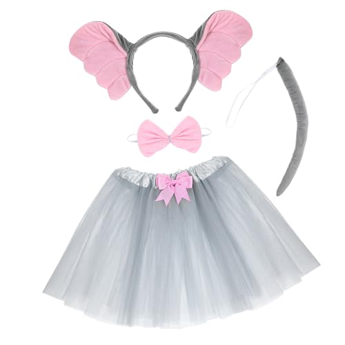 Yardwe 1Satz Cosplay Kostüm Für Tierohren Haarreifen Dekorativer Und Grauer Tutu Rock Mit Schleife Geburtstagsfeiern Und Anlässe von Yardwe