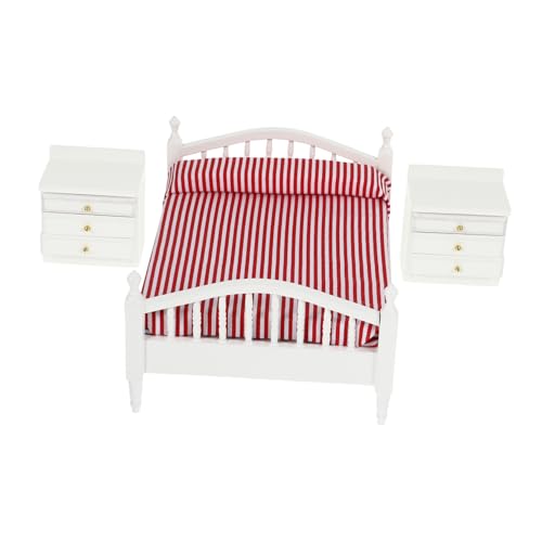 Yardwe 1Satz Doppelbett Modell mit Weißen Nachttischen Dekorative Mini Hausmöbel für Kinderzimmer Realistische Details und Hochwertige Verarbeitung Yardwe 1Satz Doppelbett Modell mit Weißen Nachttischen Dekorative Mini Hausmöbel für Kinderzimmer Realistische Details und Hochwertige Verarbeitung von Yardwe