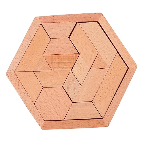 Yardwe 1Satz Hölzerne Sechseck Puzzle Geometrische Formen Teiliges Pädagogisches DIY Tangram Für Fördert Kreativität Und Motorische Fähigkeiten Aus Sicherem Buchenholz von Yardwe