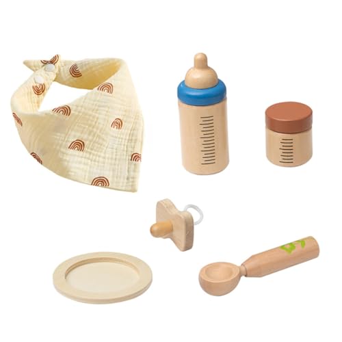Yardwe 1Satz Holz Fütterungsset Für Rollenspiele Mit Milchflasche Zubehör Fantasievolles Für Entwickelt Soziale Fähigkeiten Und Kreativität Der Spielküche von Yardwe