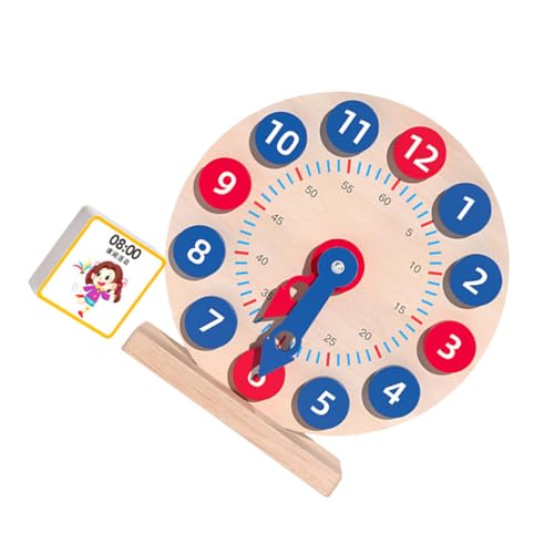 Yardwe 1Satz Holz Kinderuhr Lernspielzeug Kognitive Uhr für Frühe Bildung Fördert Hand Auge Koordination und Logisches für Kindergarten und Zuhause Robustes Holzmaterial von Yardwe