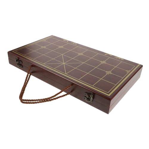 Yardwe 1Satz Holz Schachspiel Mit Aufbewahrungsbox Tragbares Xiangqi Set Für Erwachsene Und Platzsparendes Design Und Praktischer Griff Für Unterwegs Und Reisen von Yardwe