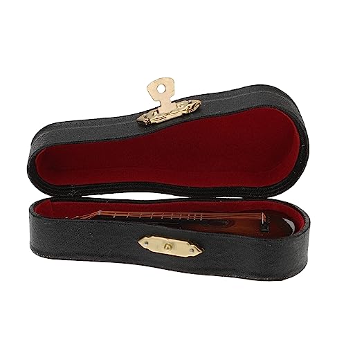 Yardwe 1Satz Holzgitarre Dekoration Kleines Gitarrenmodell mit Perfektes für Musikliebhaber für Wohnzimmer und Puppenhaus Dekoration Klassisch von Yardwe