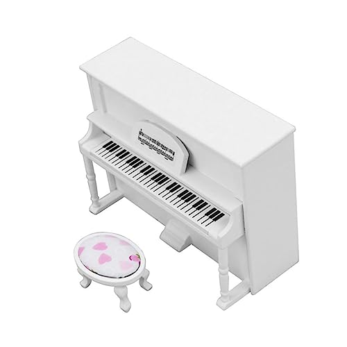 Yardwe 1Satz Klavier Modell Mit Hocker Exquisites Puppenhaus Möbelstück Weiß Für Kreative Dekoration Und Lebendige Szenen Für Enthusiasten von Yardwe