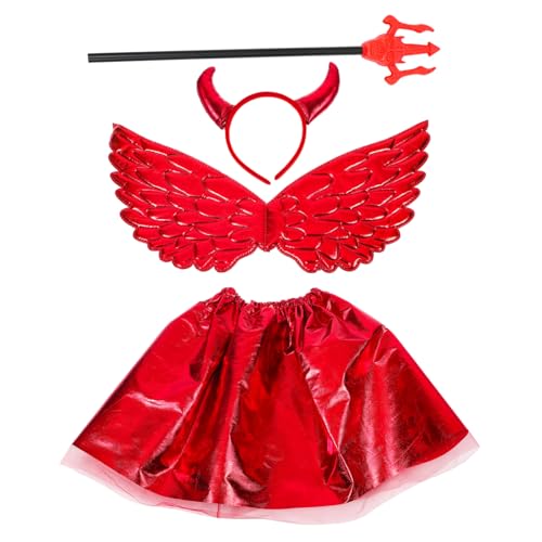 Yardwe 1Satz Kostümset Für Halloween Teufel Kopfschmuck Und Accessoires Teiliges Mit Tüllrock Teufelsflügeln Und Herzstab Für Cosplay Partys Und Halloween Feiern von Yardwe