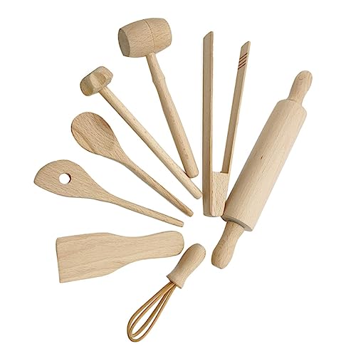 Yardwe 1Satz Küchenzubehör aus Holz für Teiliges Küchenset mit Spatel Sicher und Verletzungsfrei Fördert Kreatives und Gehirnentwicklung für Kindergeburtstagsfeiern und Partys von Yardwe