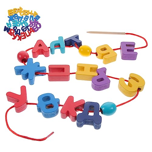 Yardwe 1Satz Lernspielzeug Aus Holz Russisches Alphabet Fädelspielzeug Für Vorschulkinder Fördert Farben Und Formenerkennung Holzblockspielzeug Für Feinmotorik von Yardwe