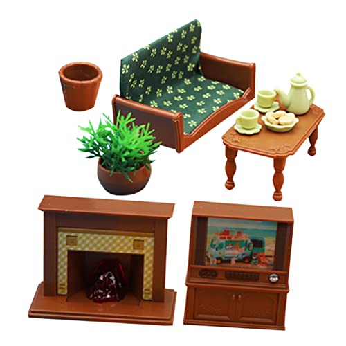 Yardwe 1Satz Mini Puppenhaus Wohnzimmer Dekoratives Sofa Fernseher Für Sicheres Kunststoffspielzeug Für Kreative Szenen Puppenhaus Dekoration von Yardwe