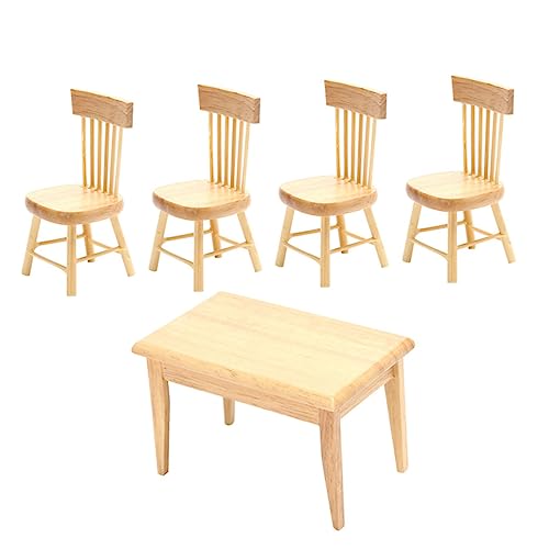 Yardwe 1Satz Mini Tischstuhl Set Für Puppenhaus Hochwertige Holzmöbel Für Mini Schlafzimmer Zubehör Exquisite Miniaturmöbel Für Kreative Spielwelten von Yardwe