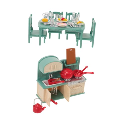 Yardwe 1Satz Miniaturmöbel Set für Puppenhaus Komplettes Küchenzubehör mit Stühlen und Tisch für Interaktives Rollenspiel Fördert Kreativität und Lernfähigkeiten bei Kindern von Yardwe