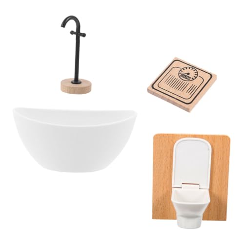 Yardwe 1Satz Miniaturmöbel mit Badewanne Mini Wc und Lebensnahe Miniaturen für Kreative Rollenspiele und Puppenstuben Dekoration von Yardwe