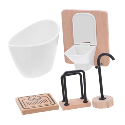 Yardwe 1Satz Miniaturmöbel mit Toilette Badewanne und Handtuchhalter für Kreatives Rollenspiel und Gestaltung Teiliges Set aus Robustem von Yardwe