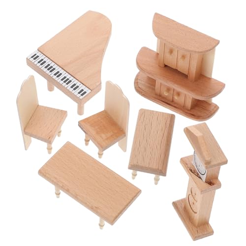 Yardwe 1Satz Möbel Für Puppenhaus Teiliges Holzspielzeug Mit Klavier Und Stühlen Rollenspiele Und Kreative DIY Projekte von Yardwe