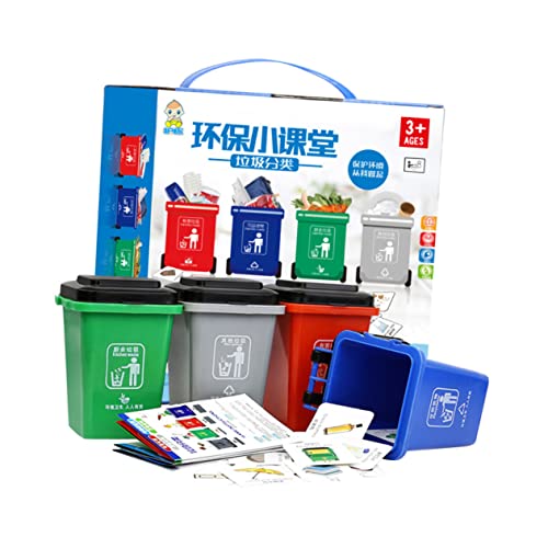 Yardwe 1Satz Mülleimer Spielzeugset Für Bunten Mülleimern Und Klassifizierungskarten Frühkindliches Lernspielzeug Zur Mülltrennung Und Umweltbewusstsein von Yardwe