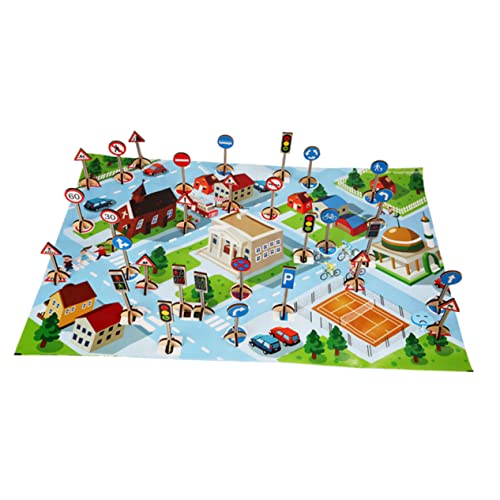 Yardwe 1satz Kreatives Holz-spielset Mit Verkehrsschildern Für Junge Mädchen Pädagogisches Spielzeug Zur des Verkehrsverständnisses Tragbar Und Langlebig Für Drinnen Und Draußen von Yardwe