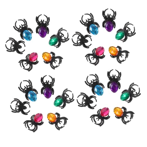 Yardwe 1Satz Parodie Spinnenring Aus Kunststoff Mit Kristallringe Schwarze Ringe Für Lustige Halloween Dekoration Und Partys Für Erwachsene von Yardwe