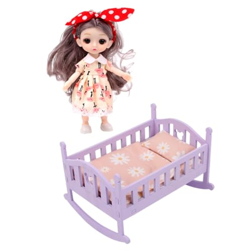 Yardwe 1Satz Puppenbett Set Puppenbett Mit Zubehör Für Mini Häuser Und Kreative Rollenspiele Fördert Fantasie Und Kreativität Ausgezeichnete Verarbeitung von Yardwe