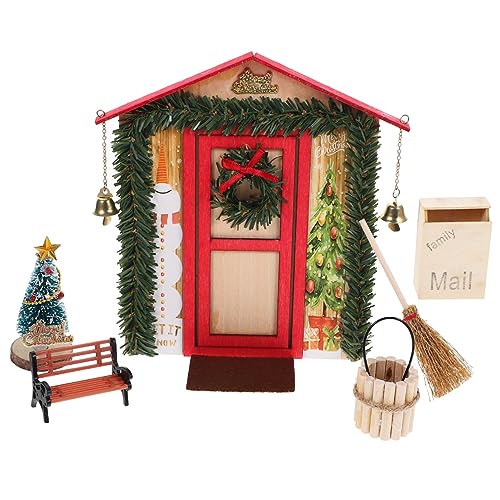 Yardwe 1Satz Puppenhaus Weihnachtsdekoration Tür Mit Weihnachtsatmosphäre Für Puppenhaus DIY Zubehör Für Kreative Spielwelten von Yardwe