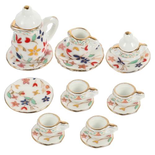 Yardwe 1Satz Tee Set Teiliges Keramikgeschirr Für Puppenhaus Zubehör Exquisites Design Farbige Chinesische Muster Dekorationen Und von Yardwe