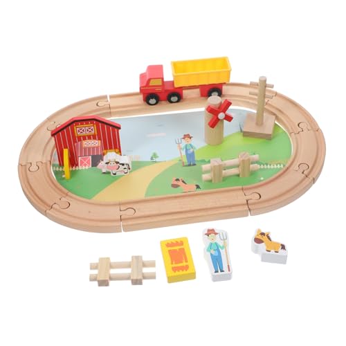 Yardwe Holzeisenbahnschienen Für Kleinkinder Eisenbahnset Für Jungen Und Mädchen Pädagogisches Spielzeugset von Yardwe