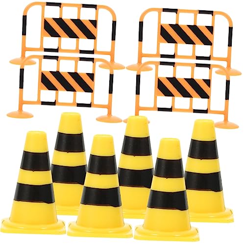 Yardwe 1Satz Teiliges Mini Verkehrskegel Und Straßenzaun Bildungsspielzeug Für Straßenverkehrszeichen Und Simulation Von Verkehrssituationen Gelbe Und Orangefarbene Barrieren von Yardwe