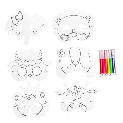 Yardwe 1Satz Unbemalter Tiergesichtsmaske für DIY Bastelmaske zum Ausmalen Kreative Maskerade Aktivität für Kindergeburtstag und Partys Fördert Kreativität und Feinmotorik Yardwe 1Satz Unbemalter Tiergesichtsmaske für DIY Bastelmaske zum Ausmalen Kreative Maskerade Aktivität für Kindergeburtstag und Partys Fördert Kreativität und Feinmotorik von Yardwe