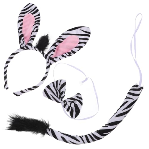 Yardwe 1Satz Zebra Kostüm für Erwachsene Teiliges Zubehör mit Haarreif Fliege für Karneval Halloween und Cosplay Events Lustiges Tier Cosplay mit Süßem Design von Yardwe