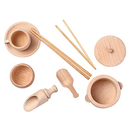 Yardwe 1Set Holzspielzeuggeschirr Simuliertes Geschirr Kinderspielzeug Lustiges Eltern Kind Lernspielzeug Frühpädagogisches Holzspielzeug Emulationsgeschirr Holzgeschirr von Yardwe