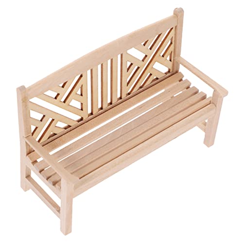 Yardwe 1Stück Mini Hausmöbel Doppelstuhl Modell Für Puppenhaus Holzbank Für Mini Szenen Dekoration Kinderspielzeug Und Fotostütze Und Leicht Zu Gestalten von Yardwe