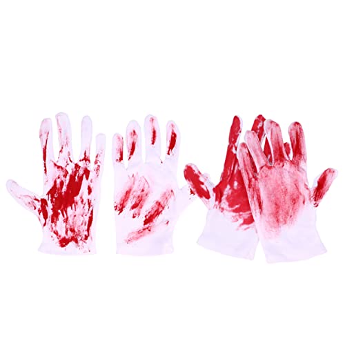 Yardwe 2 Paare Blutige Halloween Handschuhe Deko Horror Requisiten für Spukhaus Party Halloween Grusel Dekoration von Yardwe