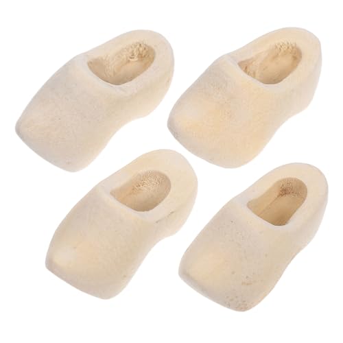 Yardwe 2 Paare Miniatur Holzschuhe Unlackiert DIY Puppenhaus Zubehör Holzschuh Mini Hausschuhe Bastelset für Puppenhaus Dekoration und Handwerksprojekte von Yardwe
