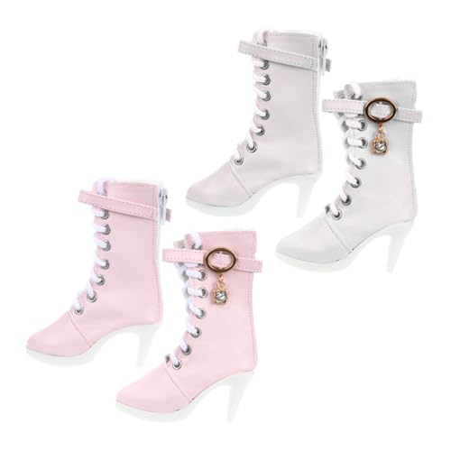 Yardwe 2paare Miniatur Puppen High Heels Stiefel Puppenschuhe Winzige Schuhe Für Puppen Spielzeug Puppenhaus Anziehschuhe von Yardwe