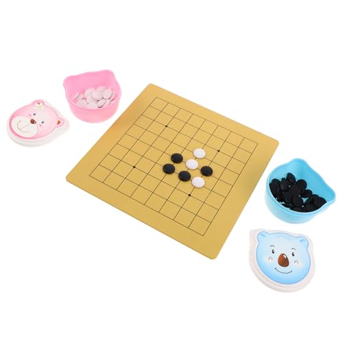 Yardwe 2 Sätze Doppelseitiges Holzbrett mit Plastikkugeln Lustiges Weiqi Spiel mit Niedlichem Cartoon Bär für Reisen und Familienunterhaltung von Yardwe