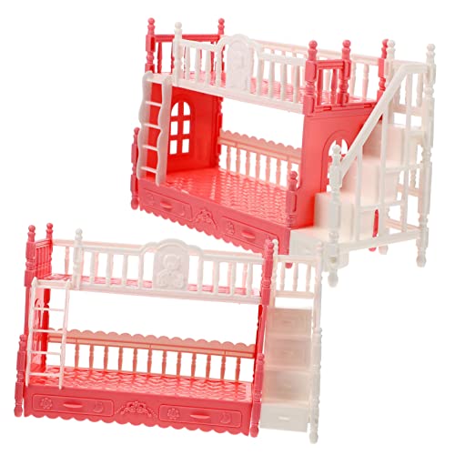 Yardwe 2 Sätze Etagenbett für Puppen kinderzimmerdeko Room Decoration puppenstubenmöbel Toy for The Teachers Mini-Puppenset mit Etagenbett dekoratives Mini-Hausbett Plastik von Yardwe