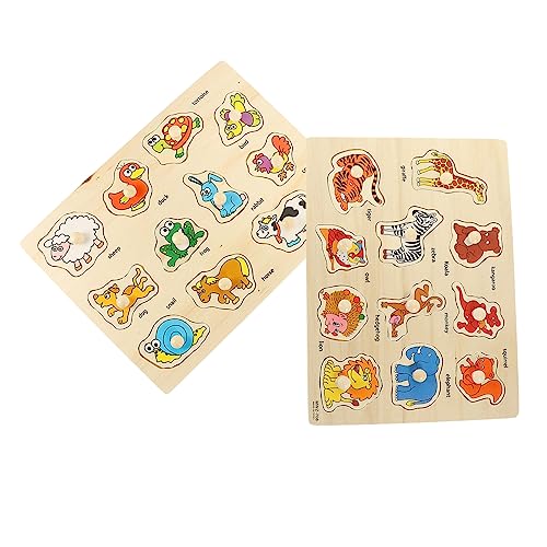Yardwe 2 Sätze Hölzernes Handklappenrätsel passendes Puzzle- Montessori- für die frühe Bildung Frühes Bildungsspielzeug Peg-Brettspiel Kleinkind-Tier-Puzzle Holz von Yardwe